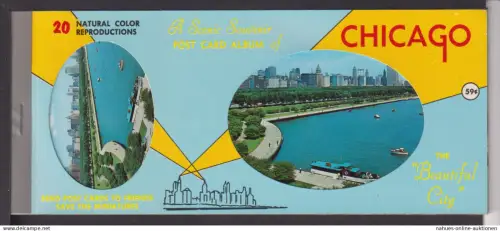 USA Ansichtskarte Album 10 Postkarten aus Chicago und 10 Erinnerungsabschnitten