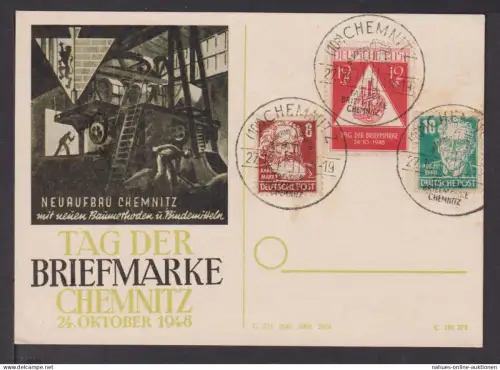 SBZ Chemnitz im Aufbau Philatelie Tag der Briefmarke schöne Künstler Anlasskarte