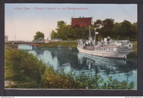 Ansichtskarte Lötzen Ostpreussen Ostgebiete Dampfer Löwentin an der