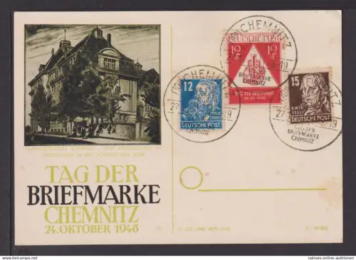 SBZ Chemnitz im Aufbau Philatelie Tag der Briefmarke schöne Künstler Anlasskarte