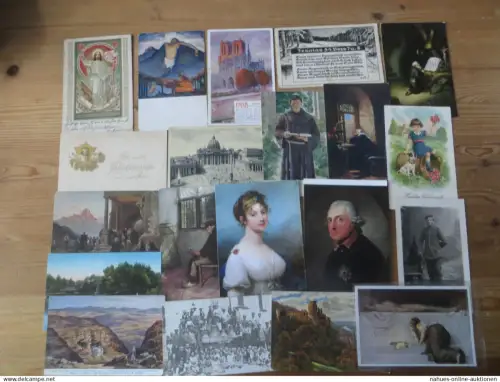 Nachlass Ansichtskarten meist Jugendstil Epoche oft religiöse Motive + Topo 185