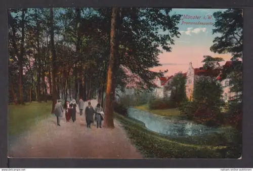 Ansichtskarte Münster NRW 1924 Promenadenpartie Kassel