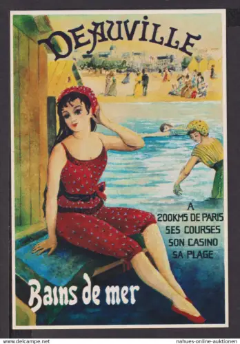 Art Deco Reklame Künstler Ansichtskarte DEAUVILLE Bains de mer a 200kms de Paris