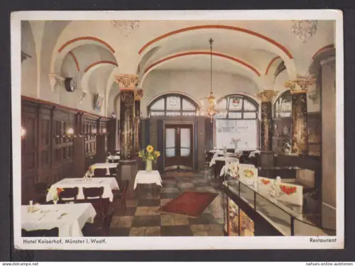 Ansichtskarte Münster i.W. NRW Hotel Kaiserhof Restaurant Seltene innenansicht