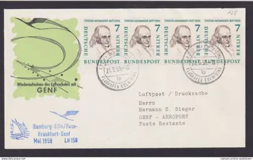 Berlin Bund Brief MEF 163 Männer Flugpost Airmail Köln Bonn Genf Schweiz Block