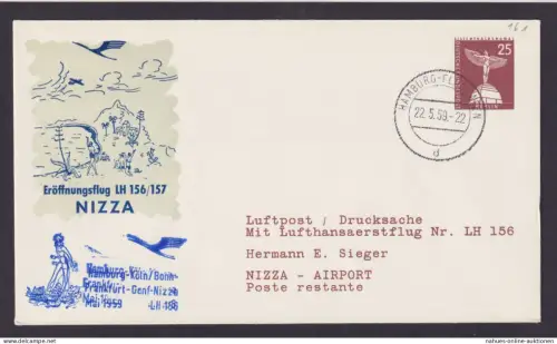 Berlin Privatganzsache Stadtbilder Flugpost Airmail Hamburg Nizza Frankreich