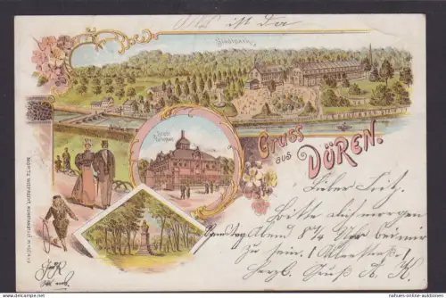 Litho Ansichtskarte Düren NRW Remscheid NRW rs. Stempelübung