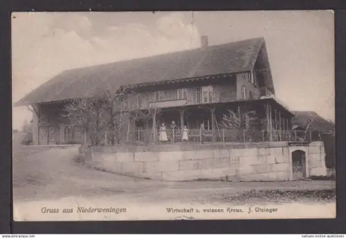 Ansichtskarte Niederweningen Schweiz 1913 Wirtschaft z. weissen Kreuz Basel