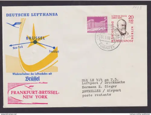 Berlin Brief Flugpost Airmail Frankfurt Main Brüssel Belgien Deutsche Lufthansa