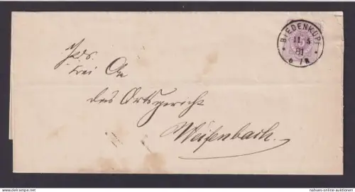 Deutsches Reich Brief EF 5 Pfg. K1 Biedenkopf Hessen Weifenbach
