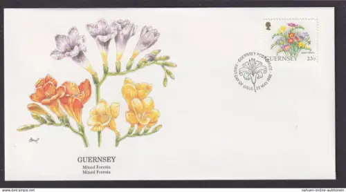 Guersney Kanal Inseln Großbritannien Flora Blumen Freesia schöner Künstler Brief