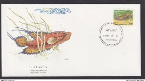 Sri Lanka Indischer Ozean Fauna Paradisfisch schöner Künstler Brief