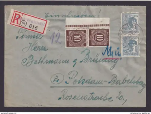 All. Besetzung R Brief Not-R-Zettel Geithain Sachsen inter. MIF Rand plus 5er