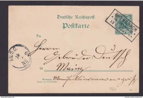 Deutsches Reich Ganzsache 5 Pfg. R3 Brensbach Odenwald Hessen Mainz Rheinland