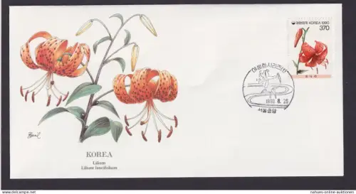 Korea Ostasien Flora Pflanzen Lilium schöner Künstler Brief