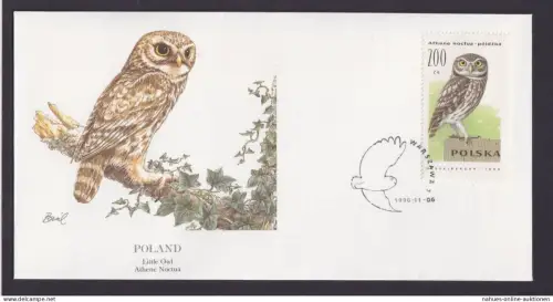 Poland Polen Fauna Tiere Vögel Käuzchen schöner Künstler Brief
