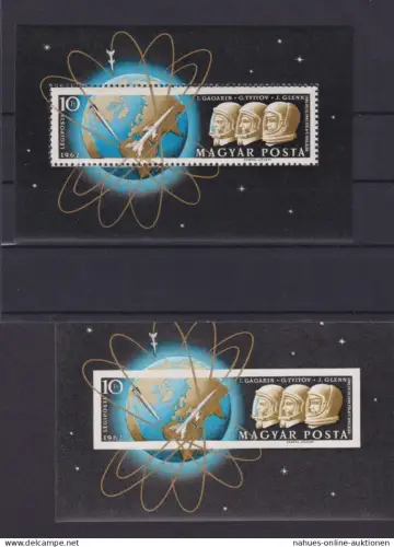 Flugpost Ungarn Block 33 Weltraum Jurij Gagarin 33 A+B gezähnt + ungezähnt 60,00