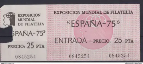 Spanien Philatelie Briefmarken Ausstellung Ticket Eintrittskarte ESPANA 1975