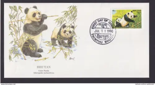 Bhutan Süsasien Fauna Tiere Riesenpanda schöner Künstler Brief