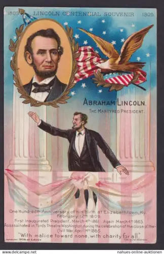 Ansichtskarte Abraham Lincoln Präsident Los Angeles USA nach Berlin Adler