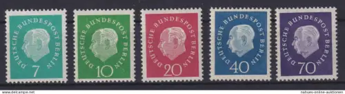 Berlin 182-186 Heuss Freimarken Luxus postfrisch MNH KatWert 20,00