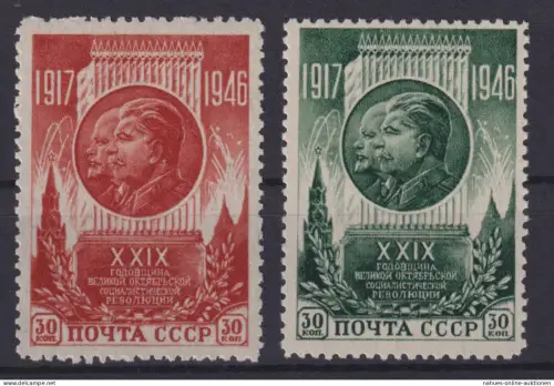 Sowjetunion 1074-1075 A Oktoberrevolution 1946 Luxus postfrisch MNH KatWert 8,00