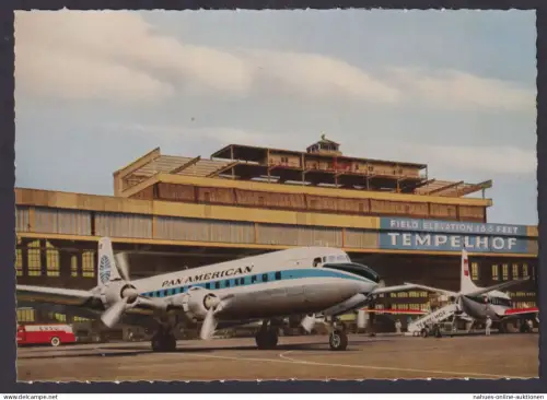 Flugpost Airmail Ansichtskarte Pan American Berlin Flughafen Tempelhof Hangar