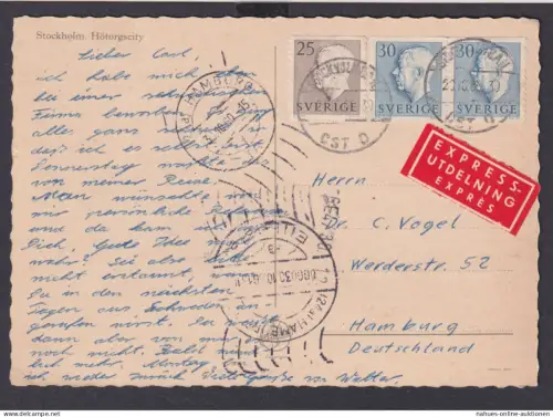 Stockholm Schweden Express Eilboten Ansichtskarte Hamburg