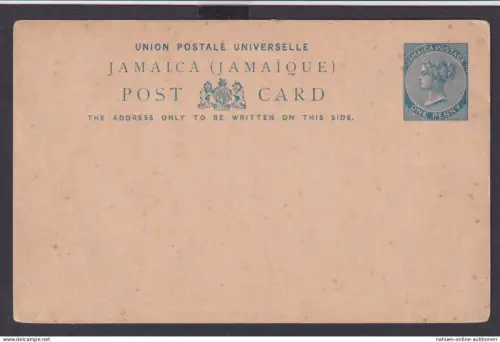 Jamaica Ganzsache Queen Victoria von Großbritannien Kolonien