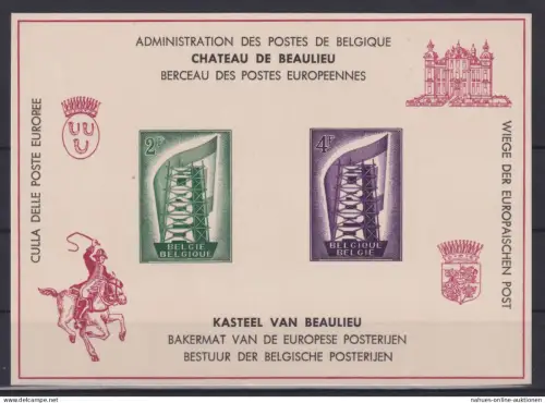 Europa Belgien Gedenkblatt Wertstempel wie 1043-1044