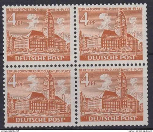 Berlin 43 IV Bauten Plattenfehler Viererblock postfrisch MNH Kat.-Wert 60,00++