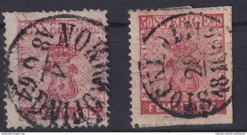 Schweden Europa Reichswappen 50 Öre 12 a+b gestempelt Wert 240,00 das Briefstück