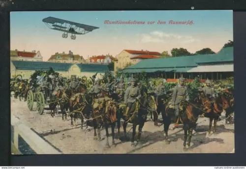 Militaria Propaganda Ansichtskarte Flugzeug Munitionskolonne Hohenpeißenberg