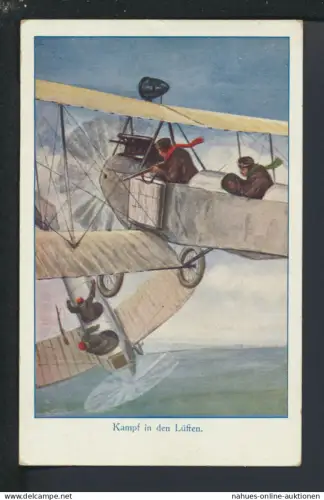 Ansichtskarte Flugzeug Luftkampf Feldpost Leipzig Sachsen Weißwasser