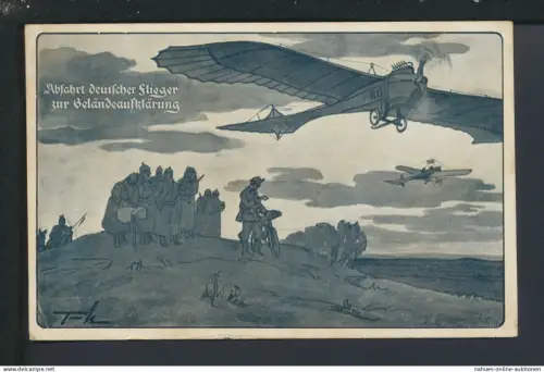 Ansichtskarte Flugzeug Krieg Flieger zur Geländeaufklärung