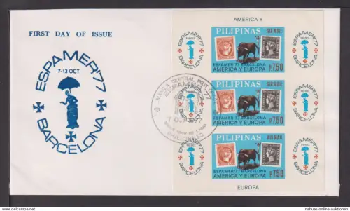 Briefmarken Philippinen Übersee Brief Block 1977 ESPAMER Philatelie Briefmarken
