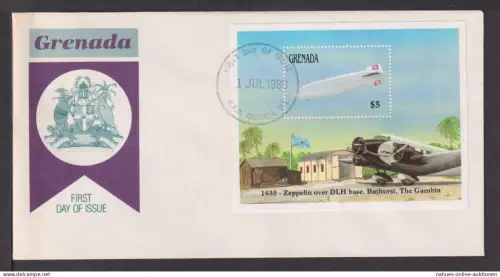 Briefmarken Grenada Übersee Brief Block 1988 1935 Zeppelin über Bathurst