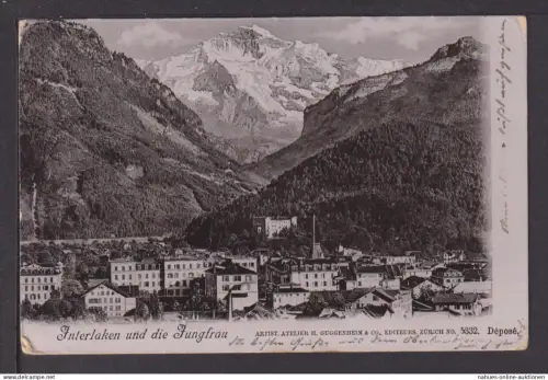 Ansichtskarte Interlaken Schweiz und die Jungfrau Leutasch Österreich 1906