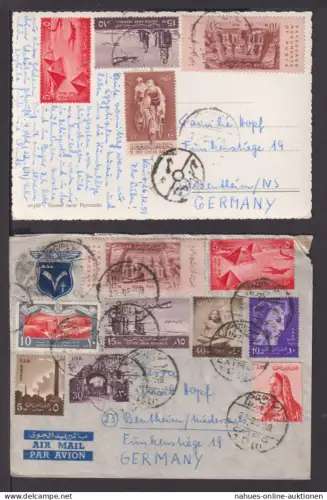Briefmarken Ägypten UAR Lot von 6 Ansichtskarten und Briefe
