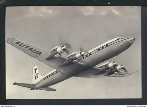 Ansichtskarte Flugzeug ALITALIA DC-7C seven seas