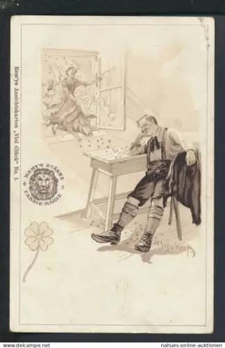 Künstler Reklame Ansichtskarte Remys Stärke Nr. 1 sign. H. Schubert Viel Glück