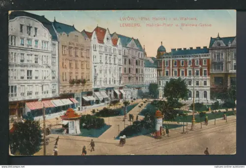 Ansichtskarte Lemberg Lwiw Ukraine Halicki Platz Walowa Gasse Feldpost Straßburg