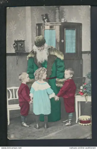 Nikolaus Weihnachtsmann Weihnachten Künstler Ansichtskarte 1917 selt. grüner