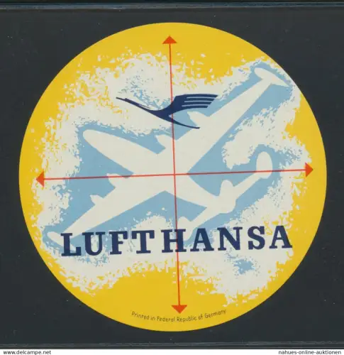 Koffer - Aufkleber Flugzeug LUFTHANSA 50er Jahre