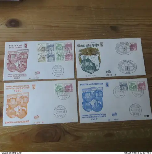 Berlin Sammlung Burgen & Schlösser 8 Briefe Zusammendrucke FDC incl Heftchenblatt