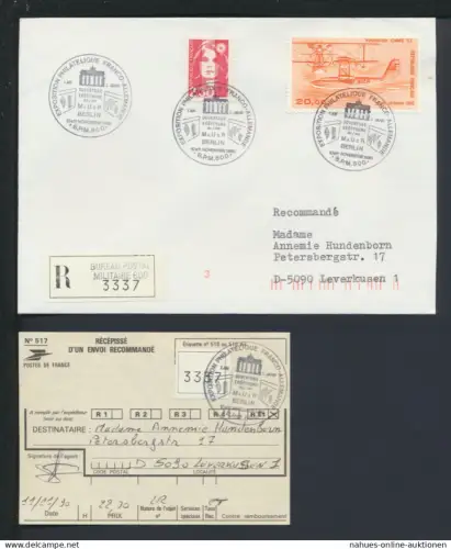 Frankreich R-Brief selt SST Deutsch Französiche Briefmarken Ausstellung Berlin