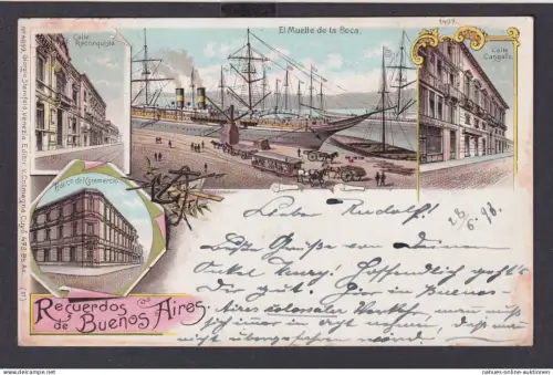 Litho Ansichtskarte Argentinien Buenos Aires Hamburg Wandsbeck Hafen Schiffe