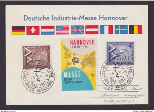 Bund Berlin Hannover schöne Anlasskarte SSt Industriemesse Stuttgart Feuerbach plus