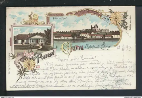 Litho Ansichtskarte Chlum u Třeboně Tschechien Prag 1899