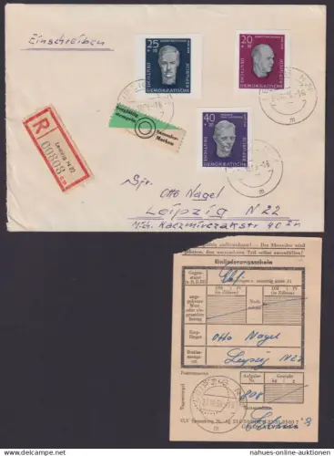 DDR Leipzig R Brief Einzelmarken Block 15 Buchenwald m. Einlieferungsschein